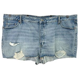 Old Navy Plus Size 26 Denim Shorts Light‎ Blue Jean OG Straight High Rise 418